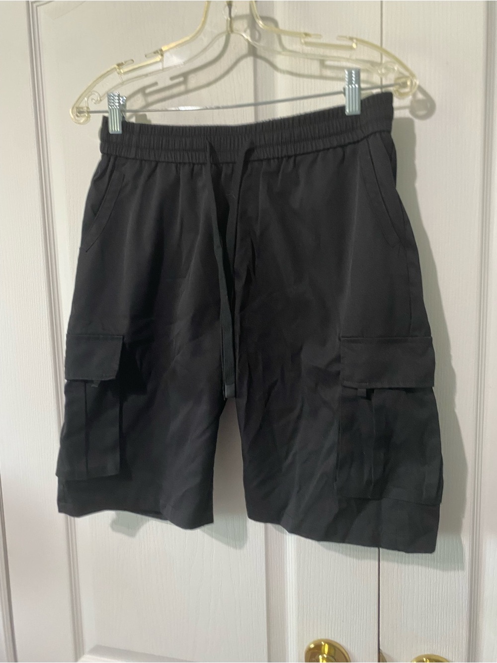 Men's Black Cargo Shorts - Drawstring Waist